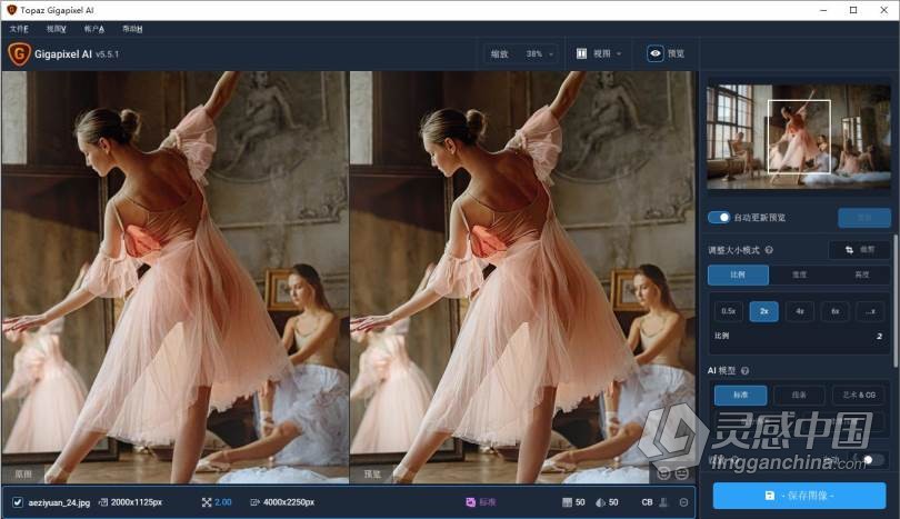 Topaz Gigapixel AI 5.5.1汉化版|AI人工智能无损放大插件Topaz Gigapixel AI中文版  灵感中国网 www.lingganchina.com