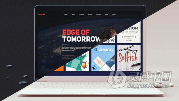 AE模板 笔记本电脑场景介绍网页设计主题UI/UX演示网站动画视频 AE工程 AE文件  灵感中国网 www.lingganchina.com