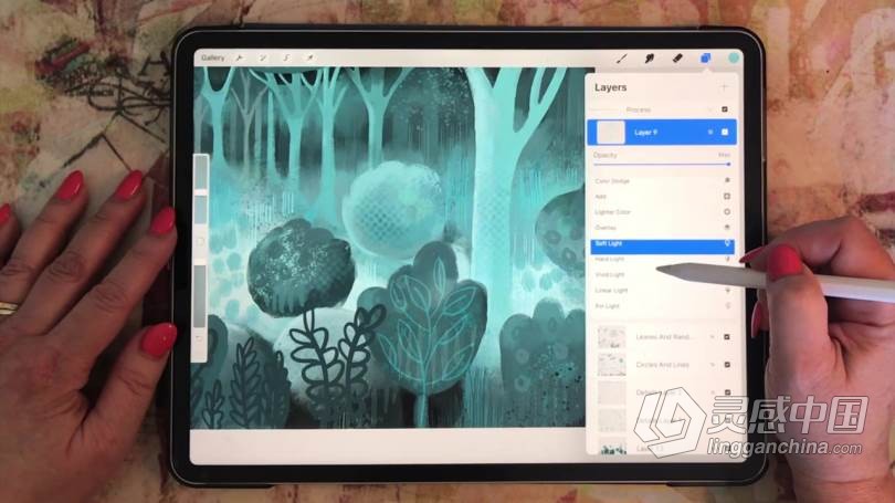 绘画教程 iPad中创作抽象风格数字绘画过程视频教程  灵感中国网 www.lingganchina.com