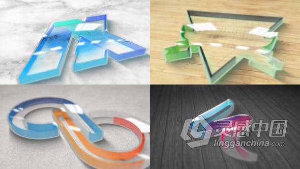 AE模板 3D玻璃塑料透明水晶LOGO动画效果视频片头 AE工程 AE文件  灵感中国网 www.lingganchina.com