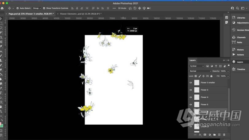 PS教程 PS创建花卉元素重复图案工作流程视频教程  灵感中国网 www.lingganchina.com