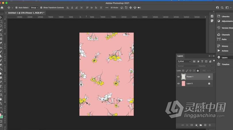 PS教程 PS创建花卉元素重复图案工作流程视频教程  灵感中国网 www.lingganchina.com