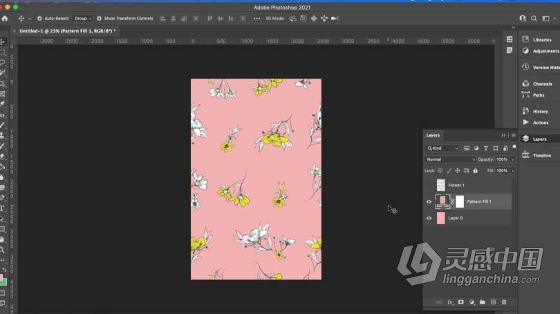 PS教程 PS创建花卉元素重复图案工作流程视频教程  灵感中国网 www.lingganchina.com