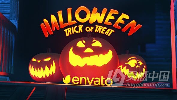 AE模板 Halloween万圣节视频片头神秘鬼屋南瓜恐怖效果 AE工程 AE文件  灵感中国网 www.lingganchina.com