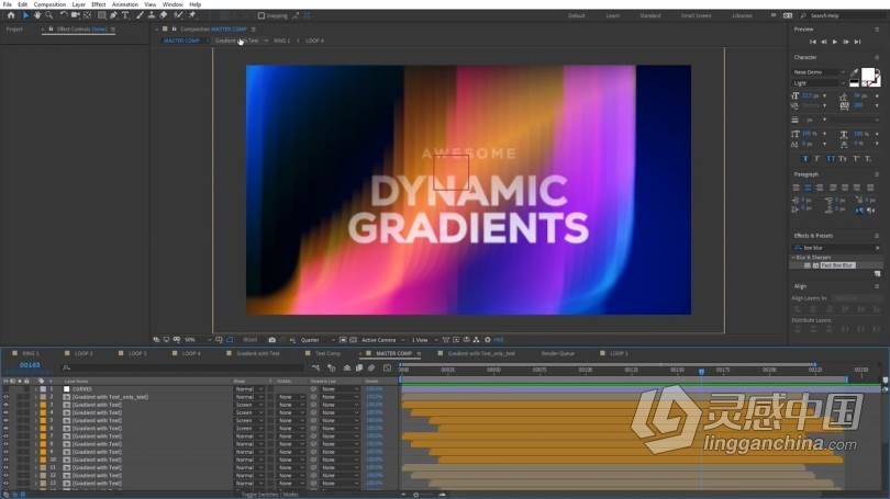 AE教程 AE文字与Logo动态渐变动画实例制作训练视频教程  灵感中国网 www.lingganchina.com