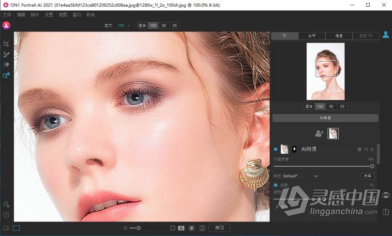 ON1 Portrait AI 2021.5 v15.5.0.10403 中文版|AI人工智能人像修饰磨皮瘦脸PS插件  灵感中国网 www.lingganchina.com