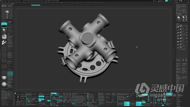 ZBrush教程 ZBrush制作UH-60通用直升机螺旋桨硬表面建模视频教程  灵感中国网 www.lingganchina.com