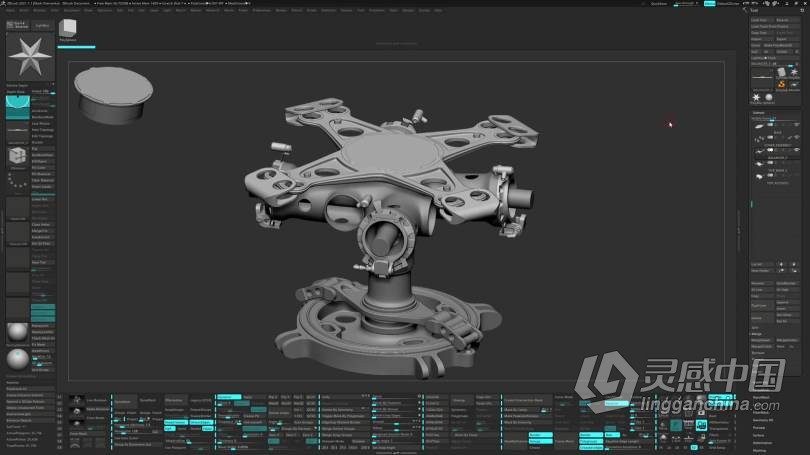 ZBrush教程 ZBrush制作UH-60通用直升机螺旋桨硬表面建模视频教程  灵感中国网 www.lingganchina.com