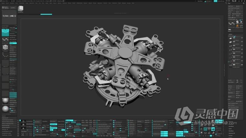 ZBrush教程 ZBrush制作UH-60通用直升机螺旋桨硬表面建模视频教程  灵感中国网 www.lingganchina.com