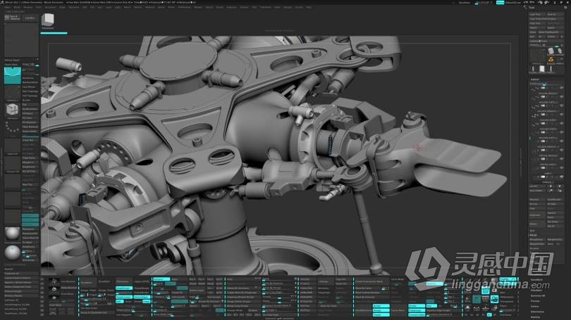 ZBrush教程 ZBrush制作UH-60通用直升机螺旋桨硬表面建模视频教程  灵感中国网 www.lingganchina.com