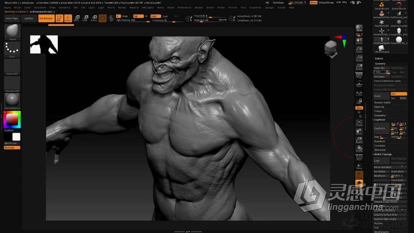 ZBrush教程 Zbrush 2021数字雕刻全面核心技术大师班视频教程  灵感中国网 www.lingganchina.com