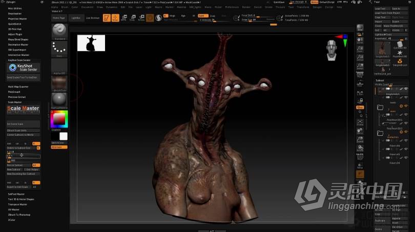 ZBrush教程 Zbrush 2021数字雕刻全面核心技术大师班视频教程  灵感中国网 www.lingganchina.com