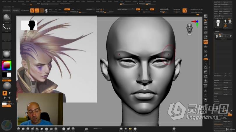 ZBrush教程 ZBrush博赛朋克女战士超详细制作全流程视频教程  灵感中国网 www.lingganchina.com