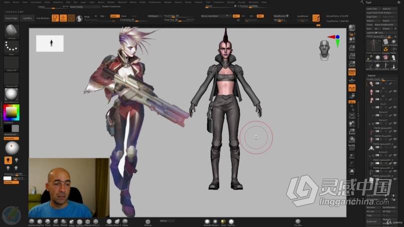 ZBrush教程 ZBrush博赛朋克女战士超详细制作全流程视频教程  灵感中国网 www.lingganchina.com