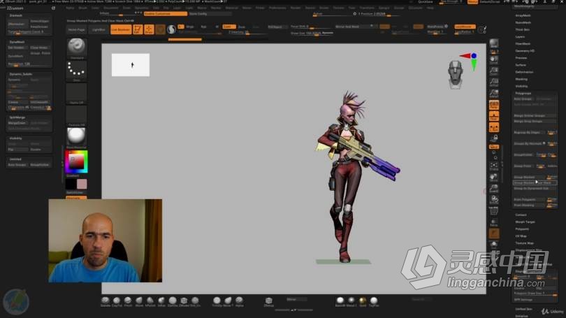 ZBrush教程 ZBrush博赛朋克女战士超详细制作全流程视频教程  灵感中国网 www.lingganchina.com