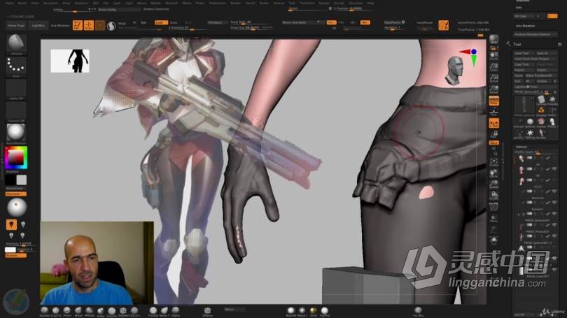 ZBrush教程 ZBrush博赛朋克女战士超详细制作全流程视频教程  灵感中国网 www.lingganchina.com