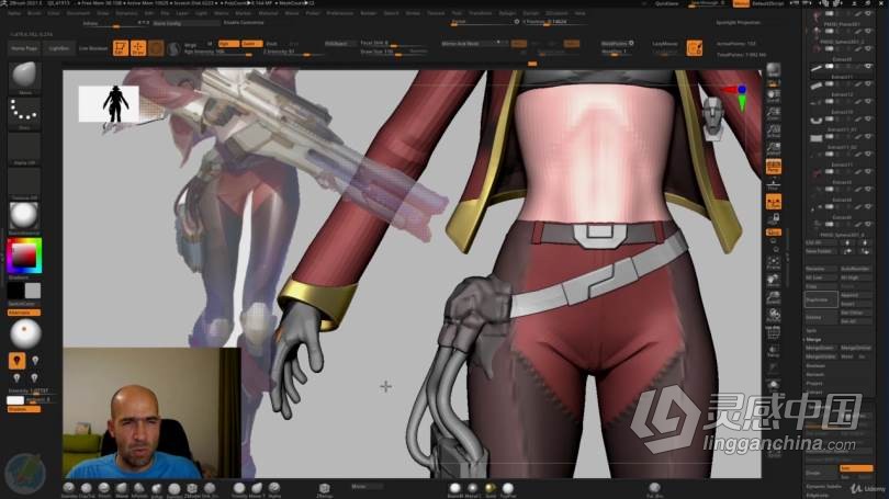 ZBrush教程 ZBrush博赛朋克女战士超详细制作全流程视频教程  灵感中国网 www.lingganchina.com