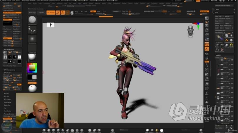 ZBrush教程 ZBrush博赛朋克女战士超详细制作全流程视频教程  灵感中国网 www.lingganchina.com