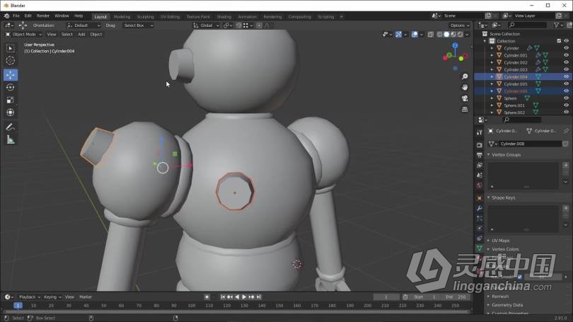 Blender教程 Blender概念机器人完整制作工作流程视频教程  灵感中国网 www.lingganchina.com