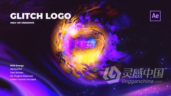 AE模板 Glitch Logo Super故障RGB动画视频片头4K AE工程 AE文件  灵感中国网 www.lingganchina.com