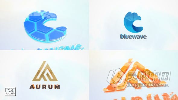 AE模板 玻璃光面材质效果标志视频片头3D logo Title AE工程 AE文件  灵感中国网 www.lingganchina.com