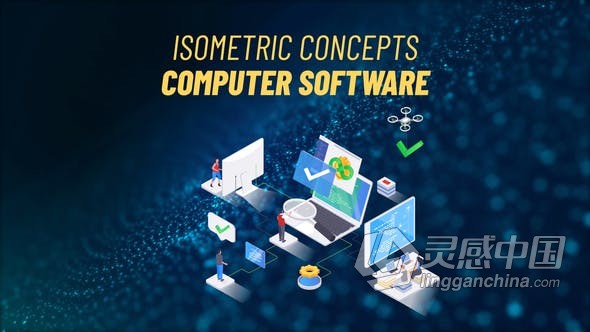 AE模板 计算机软件概念图形5G应用程序云代码数据开发信息互联网介绍动画视频 AE工程 AE文件  灵感中国网 www.lingganchina.com