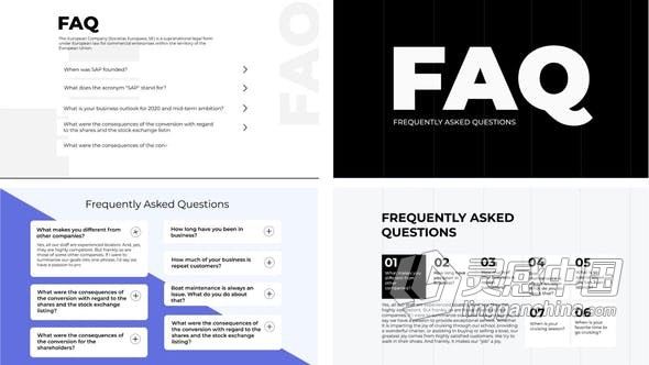 AE模板 网站产品客户服务FAQ常见问题解答简约动画视频 AE工程 AE文件  灵感中国网 www.lingganchina.com