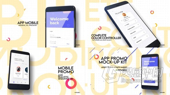 AE模板 App Promo手机应用软件介绍宣传视频展示UI设计图片动画 AE工程 AE文件  灵感中国网 www.lingganchina.com