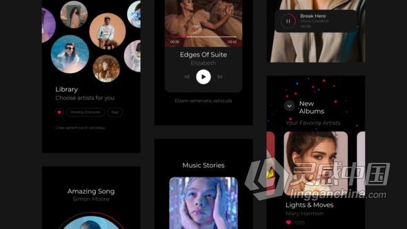 AE模板 社交媒体播客音乐界面设计动画短视频介绍 AE工程 AE文件  灵感中国网 www.lingganchina.com