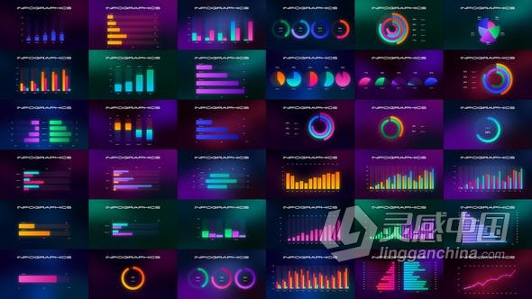 AE模板 公司业&amp;#8203;&amp;#8203;务图表创意数据统计Moonlight infographics AE工程 AE文件  灵感中国网 www.lingganchina.com