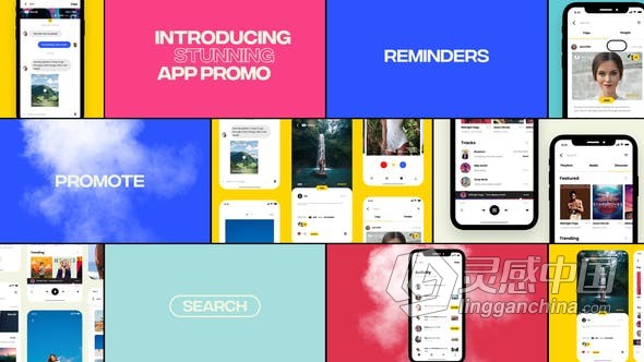 AE模板 App Promo应用商店设计介绍社交媒体UI展示视频 AE工程 AE文件  灵感中国网 www.lingganchina.com