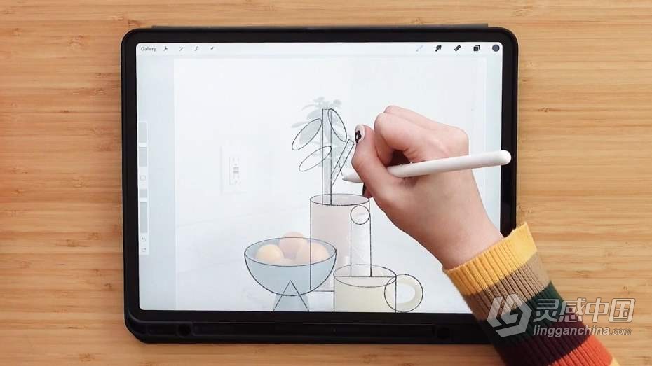 绘画教程 Procreate中绘制抽象平面插画工作流程教程  灵感中国网 www.lingganchina.com
