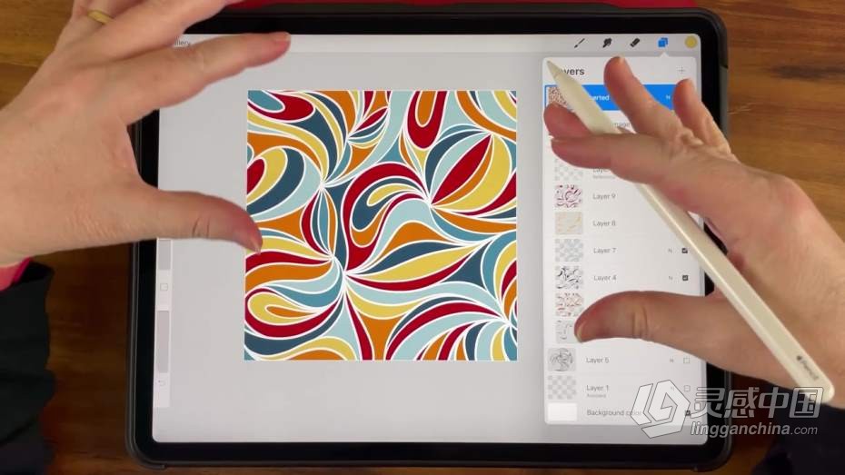 绘画教程 Procreate中Snapping工具制作重复图案过程技巧教程  灵感中国网 www.lingganchina.com