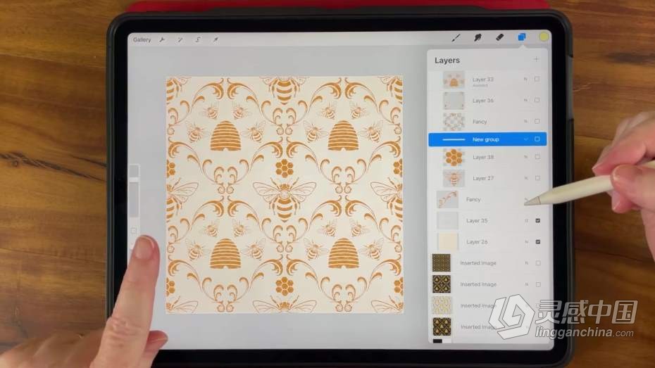 绘画教程 Procreate中Snapping工具制作重复图案过程技巧教程  灵感中国网 www.lingganchina.com
