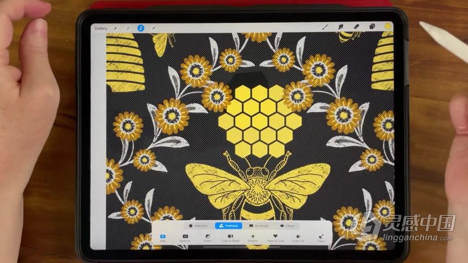 绘画教程 Procreate中Snapping工具制作重复图案过程技巧教程  灵感中国网 www.lingganchina.com