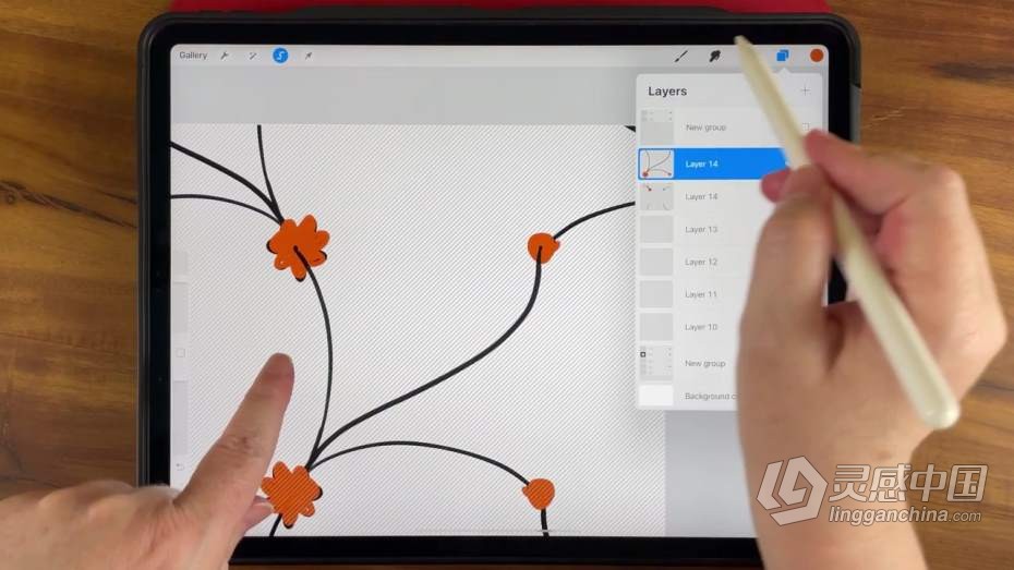绘画教程 Procreate中Snapping工具制作重复图案过程技巧教程  灵感中国网 www.lingganchina.com