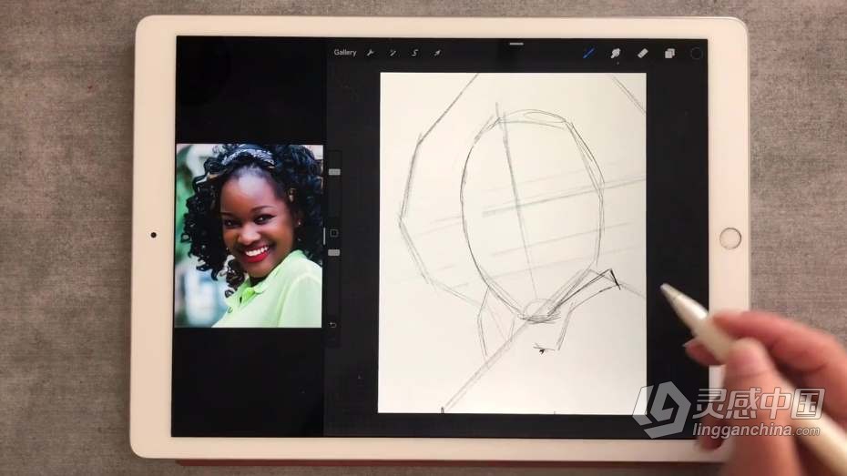 绘画教程 Procreate彩色补丁效果人像数字绘画工作流程教程  灵感中国网 www.lingganchina.com