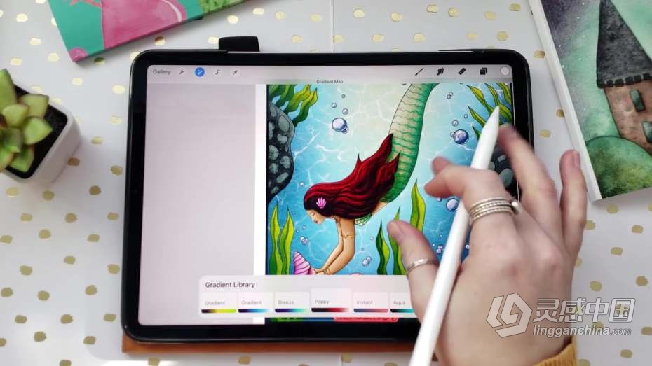 绘画教程 Procreate现代丰富色彩插画着色数字绘画教程  灵感中国网 www.lingganchina.com