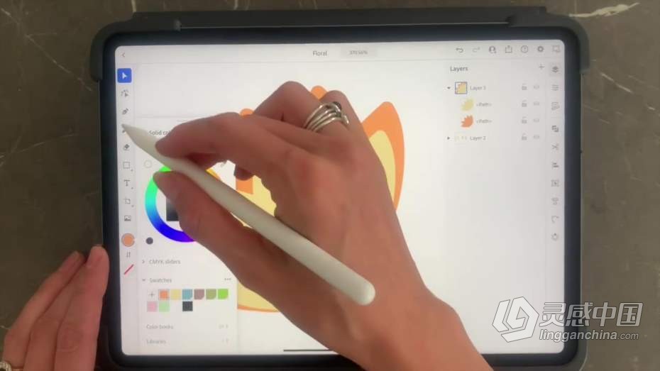 绘画教程 iPad中绘制花卉图案数字绘画教程  灵感中国网 www.lingganchina.com