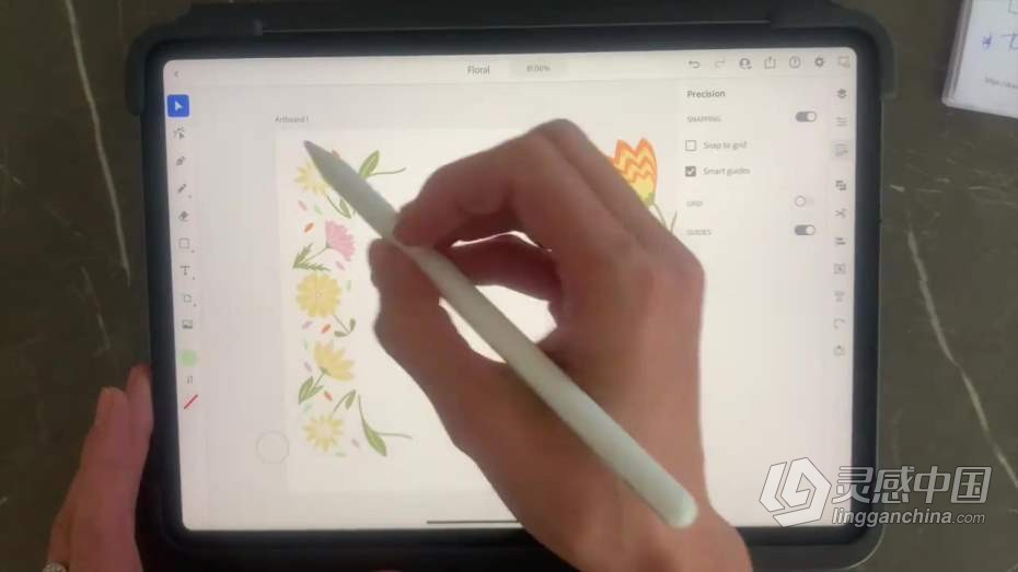 绘画教程 iPad中绘制花卉图案数字绘画教程  灵感中国网 www.lingganchina.com