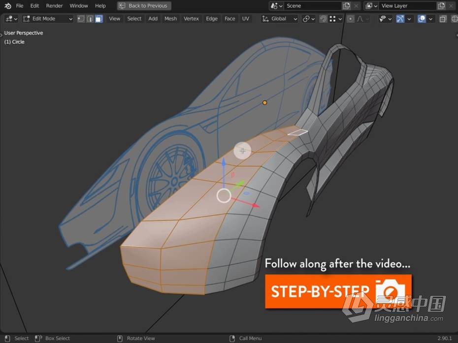 Blender教程 Blender特斯拉汽车硬表面建模制作训练教程  灵感中国网 www.lingganchina.com
