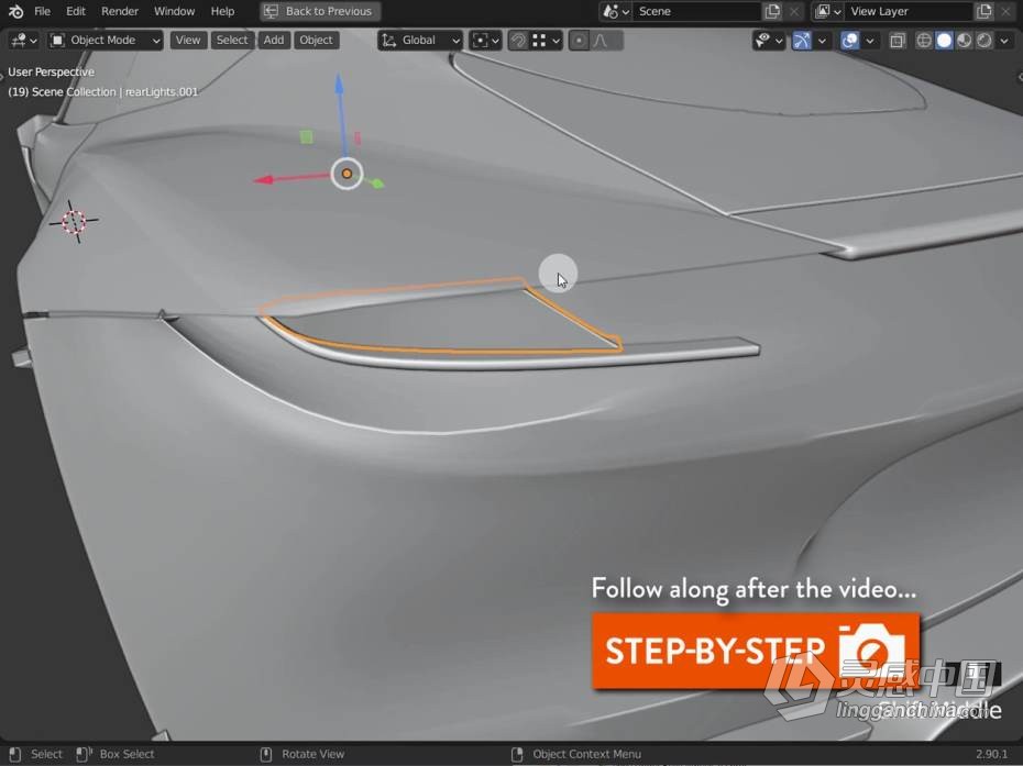 Blender教程 Blender特斯拉汽车硬表面建模制作训练教程  灵感中国网 www.lingganchina.com