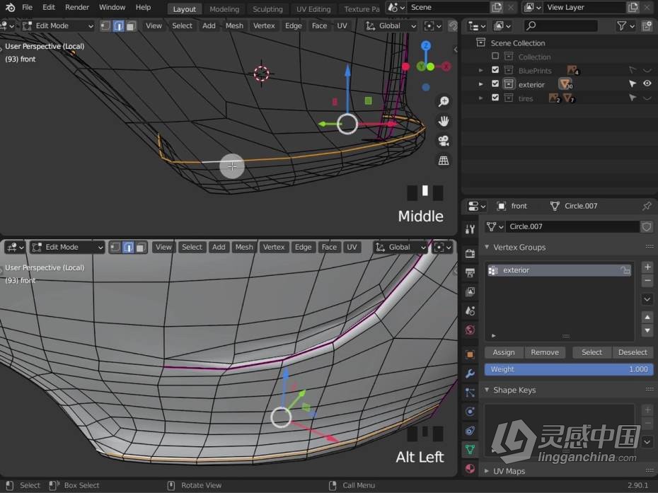 Blender教程 Blender特斯拉汽车硬表面建模制作训练教程  灵感中国网 www.lingganchina.com