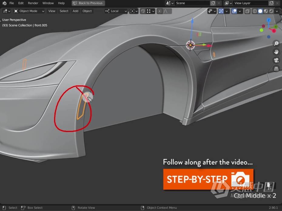 Blender教程 Blender特斯拉汽车硬表面建模制作训练教程  灵感中国网 www.lingganchina.com