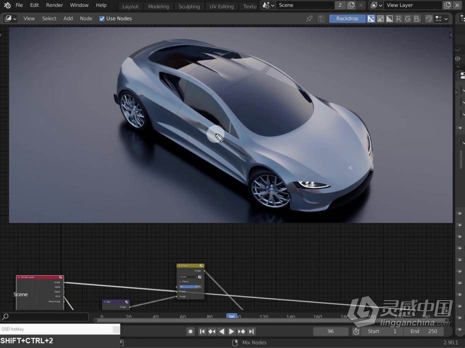 Blender教程 Blender特斯拉汽车硬表面建模制作训练教程  灵感中国网 www.lingganchina.com