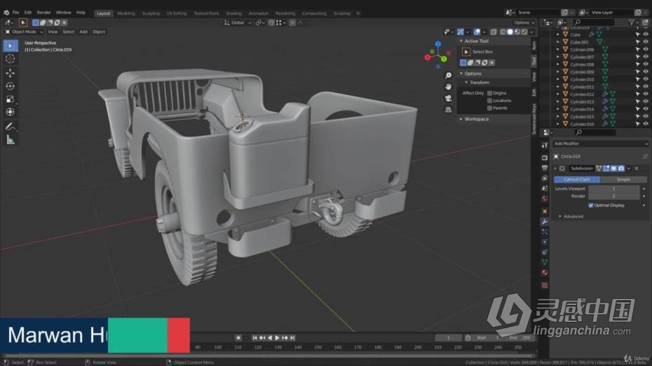 Blender教程 Blender二战越野吉普车完整实例制作教程  灵感中国网 www.lingganchina.com
