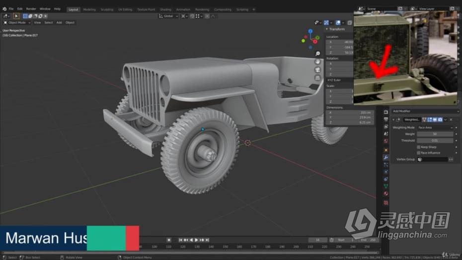 Blender教程 Blender二战越野吉普车完整实例制作教程  灵感中国网 www.lingganchina.com