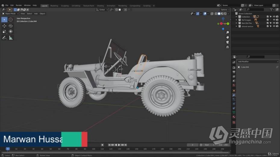 Blender教程 Blender二战越野吉普车完整实例制作教程  灵感中国网 www.lingganchina.com