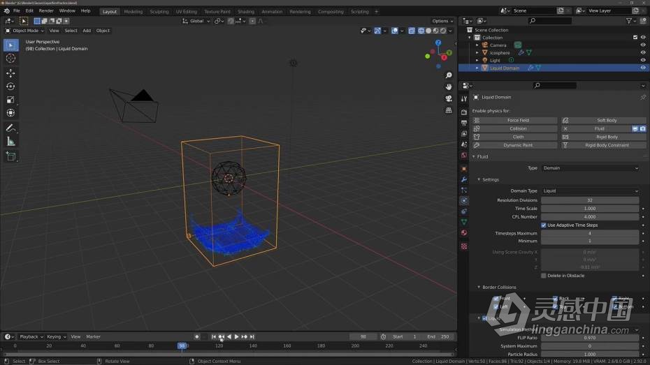 Blender教程 Blender液体流体模拟技术训练视频教程  灵感中国网 www.lingganchina.com