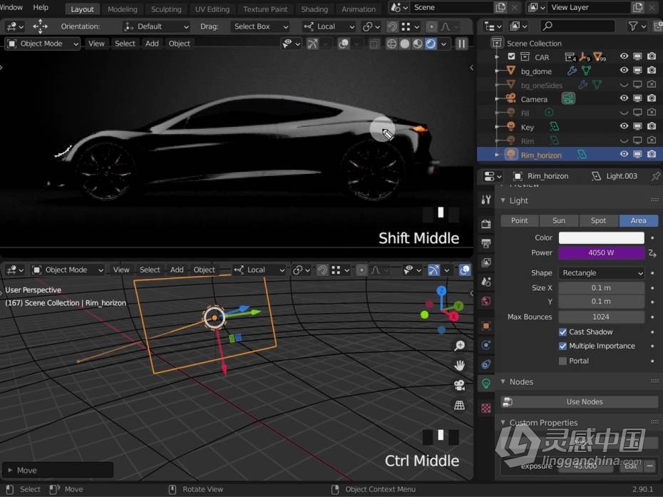 Blender教程 Blender特斯拉汽车影视级渲染技术训练视频教程第三季  灵感中国网 www.lingganchina.com